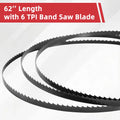 Bandsaw blade with text indicating length and teeth per inch on a white background|card