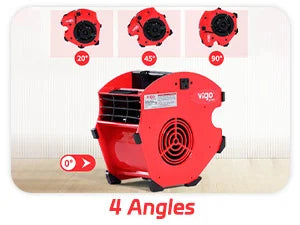 Red air blower with multiple angles displayed on a white background｜mobile