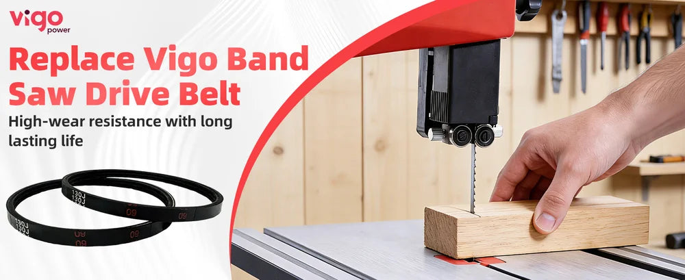 Vigo band saw drive belt replacement with a person using a table saw.｜desktop