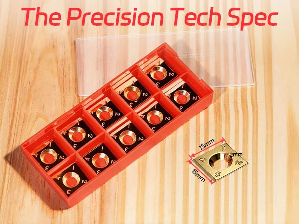 Red tool box with metal components on a wooden surface, labeled 'The Precision Tech Spec'.｜mobile