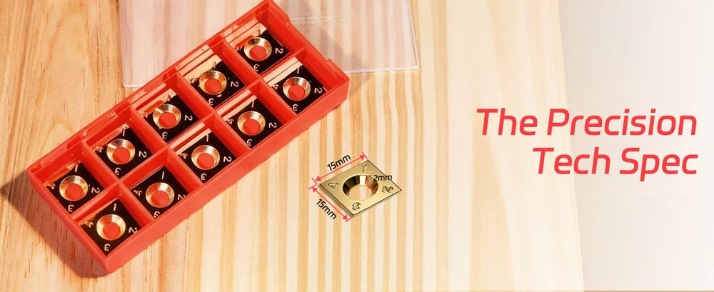 Red tool box with precision components on a wooden surface, featuring text 'The Precision Tech Spec'.｜desktop