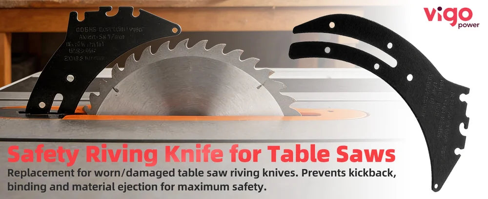 Safety riving knife for table saws with Vigo Power branding on a white background.｜desktop