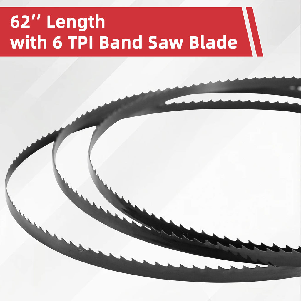 Two band saw blades with text indicating length and teeth per inch on a white background｜card