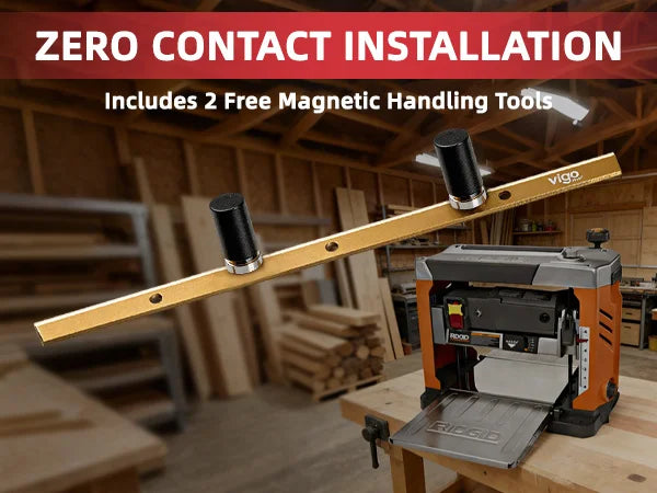 Woodworking tool with magnetic handling tools on a workshop background｜mobile