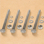 Set of metal bolts and washers on a beige background｜card