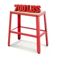 Red workbench with '700LBS' sign on a white background｜card