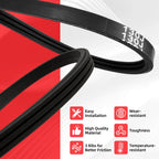Black belt with text and icons on a red and white background｜card