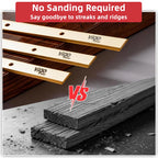 Vigo power blades with text 'No Sanding Required' on a wooden background｜card
