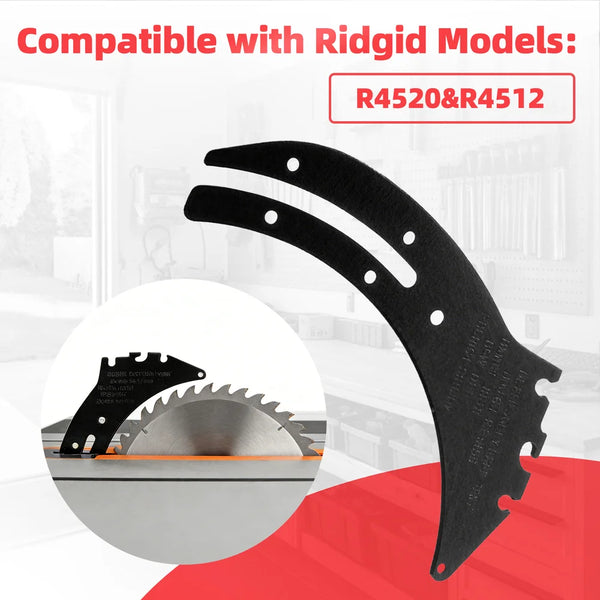 Black saw blade compatible with Ridgid models R4520 and R4512 on a white background.｜card