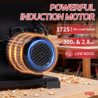 Induction motor with power specifications on a workshop background｜card
